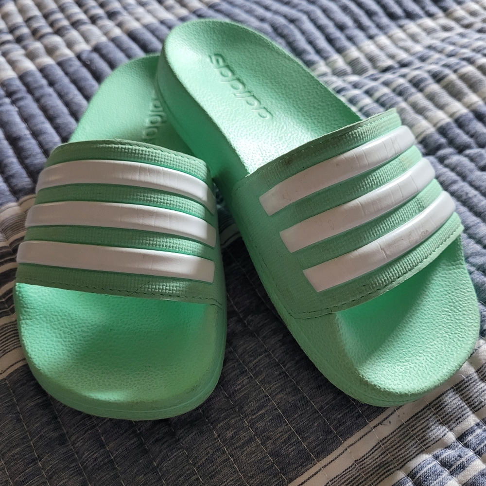 adidas Mint Green Slides